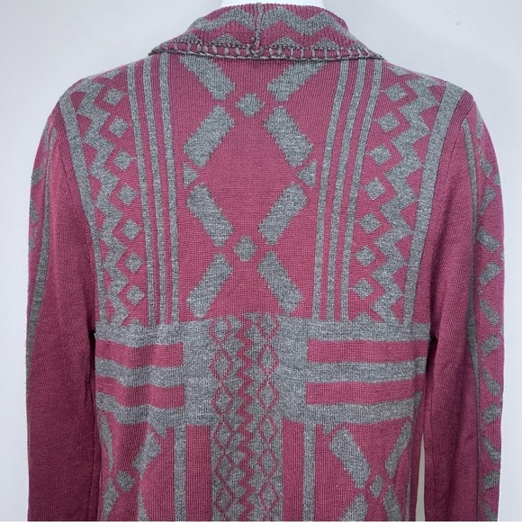 Melissa Nepton Burgundy & Grey  Cardigan Sweater Open Front Drape​ - Picture 7 of 12